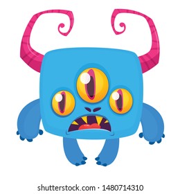 Angry cartoon monster. Vector Halloween illustration