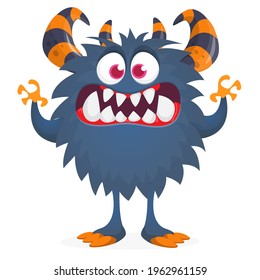 Angry cartoon monster. Vector Halloween illustration isolated