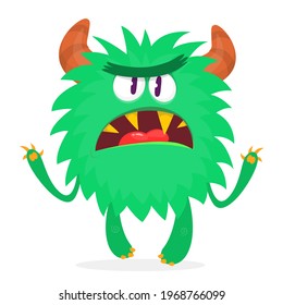Angry cartoon monster. Vector Halloween illustration isolated