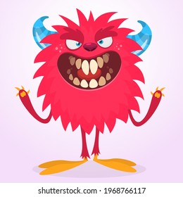 Angry cartoon monster. Vector Halloween illustration isolated