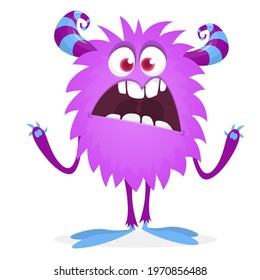 Angry cartoon monster. Vector Halloween illustration isolated