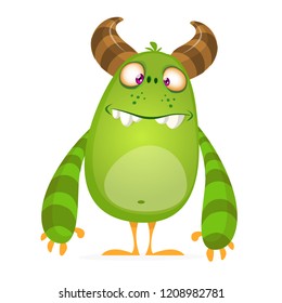 Angry cartoon monster. Vector illustration of green monster character for Halloween