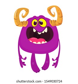 Angry cartoon monster. Vector illustration of cute monster. Halloween design