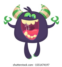 Angry cartoon monster. Vector illustration of cute monster. Halloween design