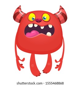 Angry cartoon monster. Vector illustration of cute monster. Halloween design