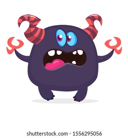 Angry cartoon monster. Vector illustration of cute monster. Halloween design