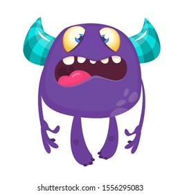 Angry cartoon monster. Vector illustration of cute monster. Halloween design