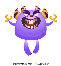 Angry cartoon monster. Vector illustration of cute monster. Halloween design