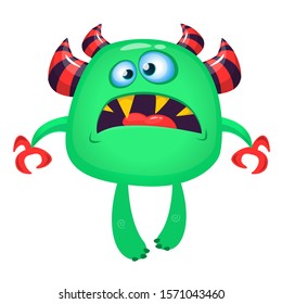 Angry cartoon monster. Vector illustration of funny horned monster character