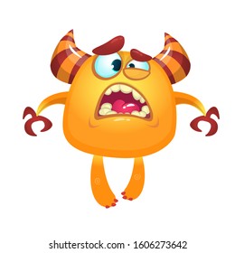 Angry cartoon monster. Vector illustration of cute monster. Halloween design