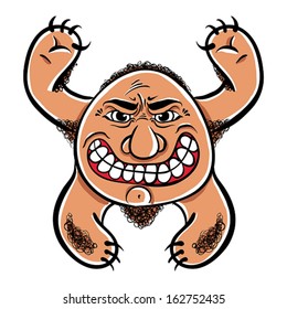 Angry cartoon monster, vector illustration.