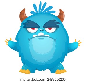 Angry cartoon monster. Vector illustration for Halloween.
