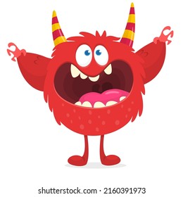 Angry cartoon monster. Vector isolated