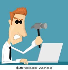 Angry cartoon office worker 
