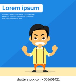 Angry Cartoon Person Negative Emotion Character Man Flat Vector Illustration