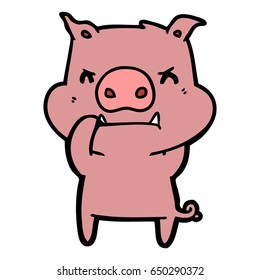 cerdo de caricatura enojado
