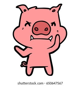 cerdo de caricatura enojado