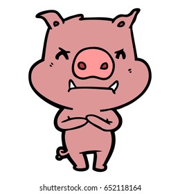 wütendes Karikaturenschwein