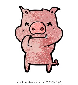 wütendes Karikaturenschwein