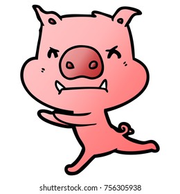 wütendes Karikaturenschwein