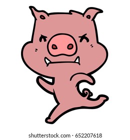 angry cartoon pig charging