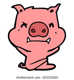 angry cartoon pig throwing tantrum