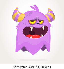 Angry cartoon pink monster. Vector cute monster mascot illustration for Halloween