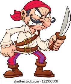 Angry cartoon pirate. Vector clip art illustration with simple gradients. All in a single layer.