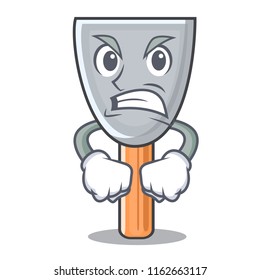 Angry cartoon putty knife in plaster