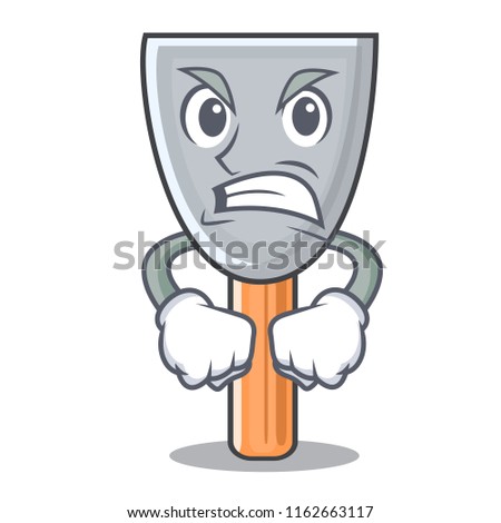 Angry cartoon putty knife in plaster