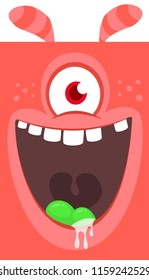 Angry cartoon red monster screanimg. Yelling angry monster expression. Halloween vector illustration