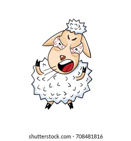 Angry Cartoon Sheep Is Screaming