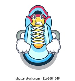 Angry cartoon sneaker with rubber toe