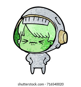 angry cartoon space girl with hands on hips