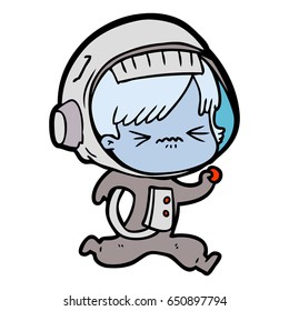 angry cartoon space girl running