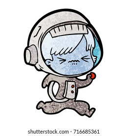angry cartoon space girl running