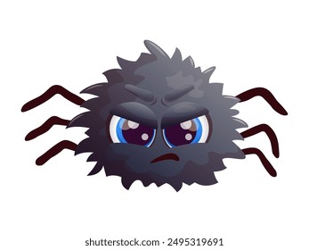 Angry cartoon spider. Anthropomorphic face. Vector illustration.