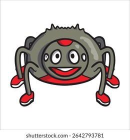 Angry cartoon spider. Anthropomorphic face. Cute Halloween Spider Cartoon Character. Vector Illustration Flat Design Isolated On Transparent Background. 60