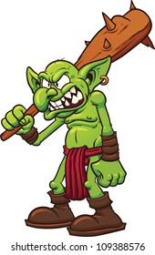 Angry cartoon troll. Vector illustration with simple gradients. All in a single layer.