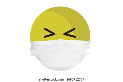 Angry cartoon using mask. Pandemic virus. Coronavirus, covid-19, 2019-ncov. Isolated on white background.
