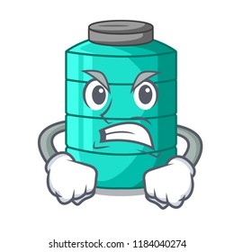 Angry cartoon water tank on the tower