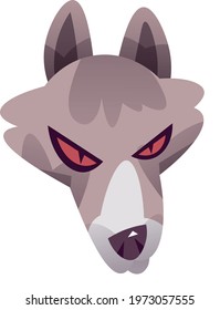 Angry cartoon wolf portrait with red eyes vector clipart