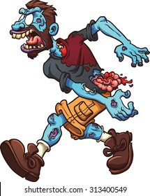 Angry cartoon zombie. Vector clip art illustration with simple gradients. All in a single layer.