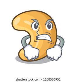 Angry cashew nuts hot baked on table cartoon