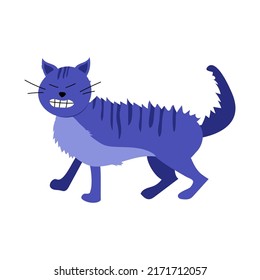 Angry cat. Blue cat. Vector illustration of an annoyed cat.