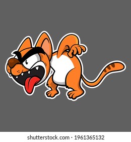 Angry Cat cartoon characters fight for territory, best for sticker or t-shirt design with pet themes