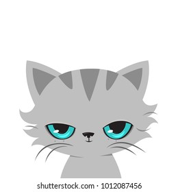 Angry cat cartoon. Cute grumpy cat, vector illustration