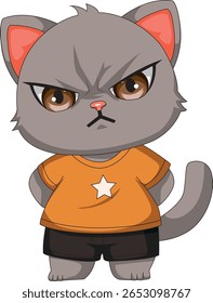 Angry Cat Cartoon Mascot Kitten Vector