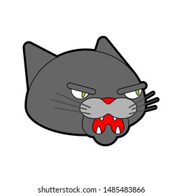 Angry cat face. Attacker pet head. Animal bully vector  