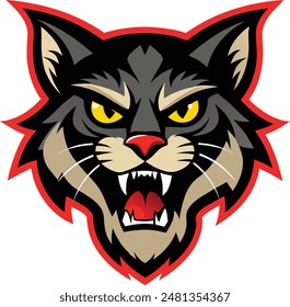 Angry Cat Head Maskottchen-Logo: Niedliches Orange Maskottchen für Sport- und E-Sport-Teams - Vektorillustration